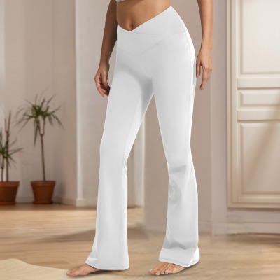 Custom Individualized High Waist Crossover Tummy Control Flare Leggings