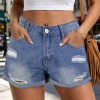 Light-Wash Blue Denim Shorts (Dual Pockets Print)|Ship From USA