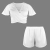 Custom Personalized Women's Tie Back Crop Wrap Top & Pocket Shorts Set