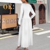 Custom Personalized Women's Long Sleeve Pocket Pleated Maxi Dress