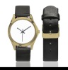 Custom Unisex Silver-Tone Round Leather Watch