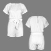 Custom Personalized Women's Belt Keyhole Back Short Sleeve Romper
