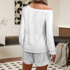 Custom Personalized Women's Slanted Shoulder Sweatshirt & Elastic Waist Shorts Set