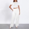 Custom Specialized Women's Crew Neck Short Sleeve Crop Top &  Wide Leg Pants Set