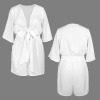 Custom Individualized Women's Wrap V Neck Half Sleeve Knotted Pocket Romper