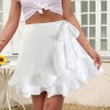 Custom Personalized Women's Tie Side Waist Ruffle Hem Mini Skirt