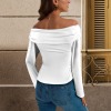 Custom Personalized Women's Off Shoulder Double Lined Long Sleeve T Shirts