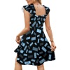Square-Neck Ruffled Backless Dress