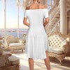 Custom Personalized Women's Elegant Off Shoulder High Low Hem Party Dress-Wholesale