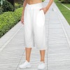 Custom Specialized Women's Crossover High Waist Pockets Wide Leg Capri Pants