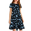 Short-Sleeved Flowing Hem Girls' Dress
