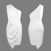Custom Personalized Women's One Shoulder Tie Waist Ruched Bodycon Party Dress