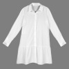 Custom Specialized Women's Lapel Button Long Sleeve Pleated Shirt Dress