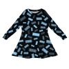 Long-Sleeved Round-Neck Pleated Casual Dress
