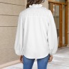 Custom Individualized Women's V-Neck Pleated Long Sleeve Blouse Tops