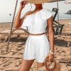 Custom Specialized One Shoulder Ruffle Trim Top & Shorts Set