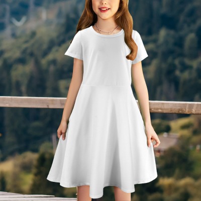 Custom Personalized Short Sleeve Flowy Hem Girls Dress