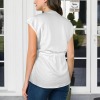 Custom Personalized Women's Button Tie Elastic Waist Blouse Tops