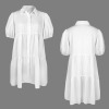 Custom Personalized Women's Button Puff Sleeve Tiered Shirt Dress