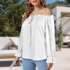 Custom Specialized Women's Off Shoulder Lantern Sleeve Ruffle Trim Blouse