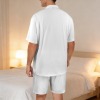 All Over Print Men's V Neck Button Short Sleeve and Shorts Loungewear Set