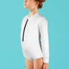 All-Over Print Girls' Long Sleeve Zip-Up One-Piece Swimsuit