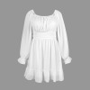 Custom Specialized Women's Tie Back Long Lantern Sleeve Square Neck Ruffle Hem Casual Dress