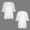 Custom Individualized Women's V-Neck Ruffle Puff Sleeve T Shirts