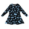 Long-Sleeved Round-Neck Pleated Casual Dress