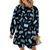 Long-Sleeved Round-Neck Pleated Casual Dress