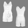 Custom Specialized Women's V-Neck Sleeveless Button Pocket Belt Romper