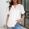 Custom Personalized Women's V-Neck Button Short Sleeve Blouse Tops