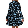 High-Neck Mini Dress With Long Bell Sleeves