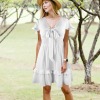 Custom Individualized Women's V-Neck Front Knotted Ruffle Hem Causal Dress