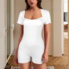 Custom Individualized Women's Short Sleeve Square Neck Bodycon Romper