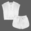 Custom Personalized Women's Short Sleeve Lapel Half Zip Top & Drawstring Shorts Set