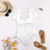 All-Over Print Women's Ruffle Sleeve High-Waisted Bikini Set