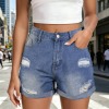 Light-Wash Blue Denim Shorts (Left Pocket Print)|Ship From USA