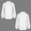 Custom Individualized Women's V-Neck Pleated Long Sleeve Blouse Tops