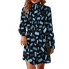 High-Neck Mini Dress With Long Bell Sleeves