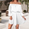 Custom Individualized Women's Off Shoulder Backless Ruffle Sleeve Dress