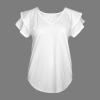 Custom Specialized Women's V-Neck Ruffle Short Sleeve T-Shirts