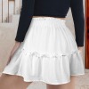 Custom Individualized Women's Tie Front High Waist Ruffle Mini Skirt