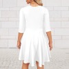 All-Over Print Women's 3/4 Sleeve Fit and Flare Midi Dress