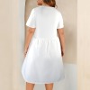 Custom Personalized Short Sleeve Pocket Elastic Waist Causal Dress