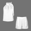 Custom Specialized Ruched Sleeveless Tie Top & Hidden Zipper Shorts Set