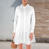 Custom Specialized Women's Lapel Button Long Sleeve Pleated Shirt Dress