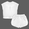 Custom Personalized Women's Short Sleeve Lapel Half Zip Top & Drawstring Shorts Set