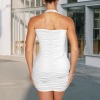 Custom Specialized Women's V Neck Halterneck Backless Pleated Bodycon Dress