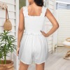 Custom Personalized Sleeveless Square Collar Ruffle Straps Pocket Shorts Romper